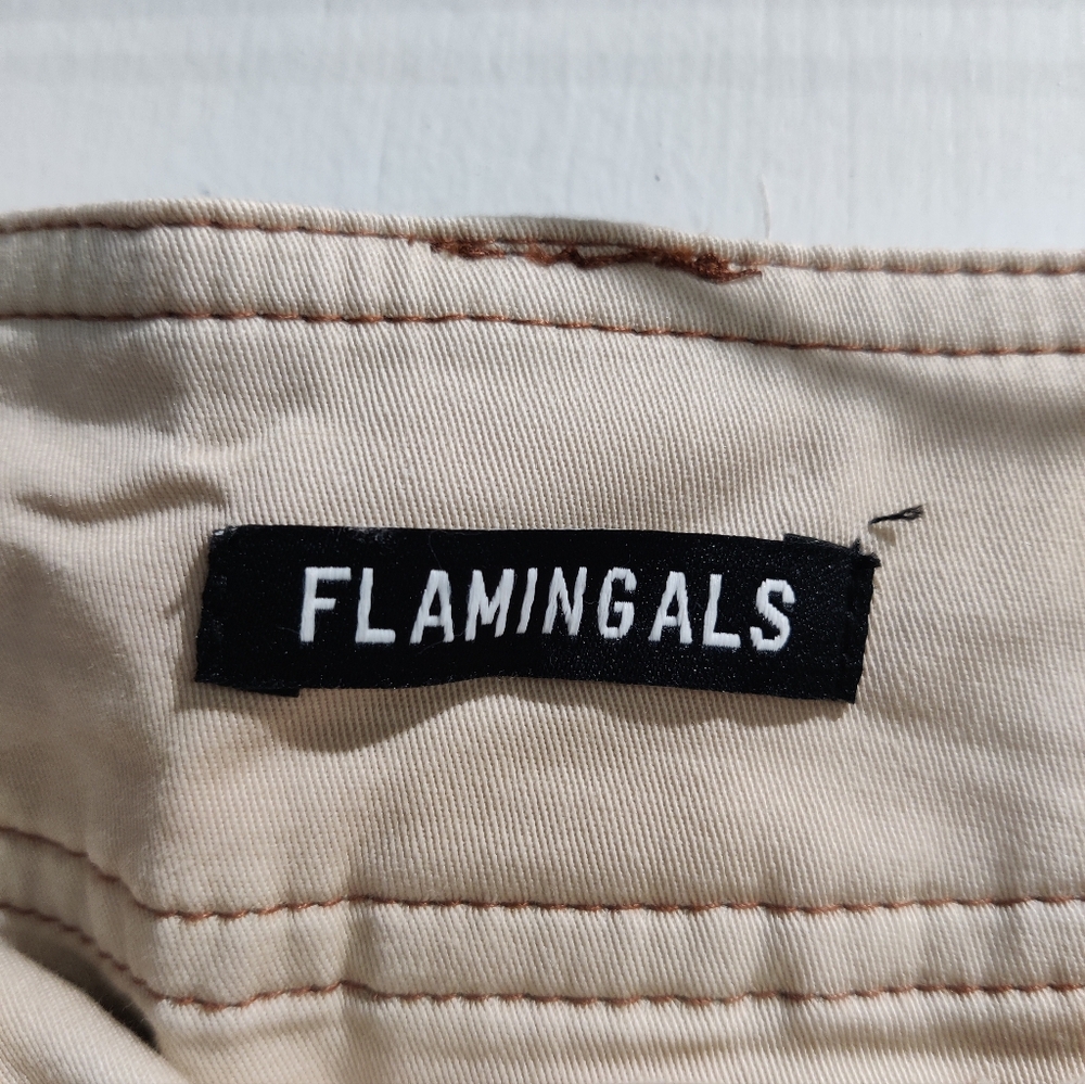 Women's Flamingals Beige Cargo Long Shorts - Picture 3 of 4